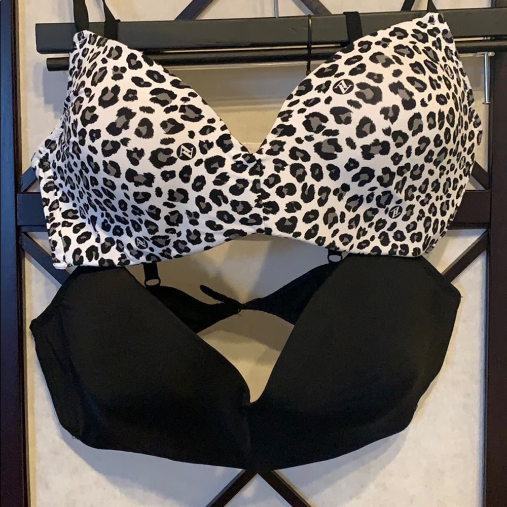 adrienne vittadini bra set black/ leopard 36c